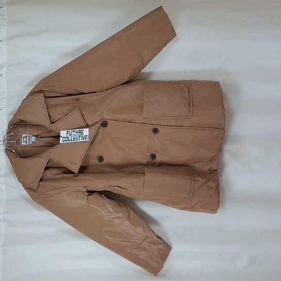 Future Collective Women's Notched Lapel Double Breasted Puffer ~ Reese Blutstein - Picture 6 of 13